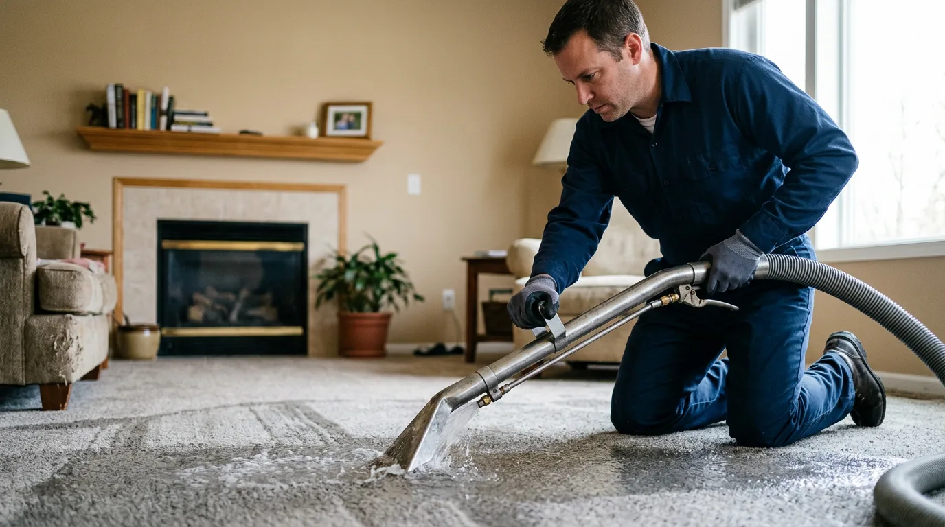 Water damage restoration technician working near Floresville, TX